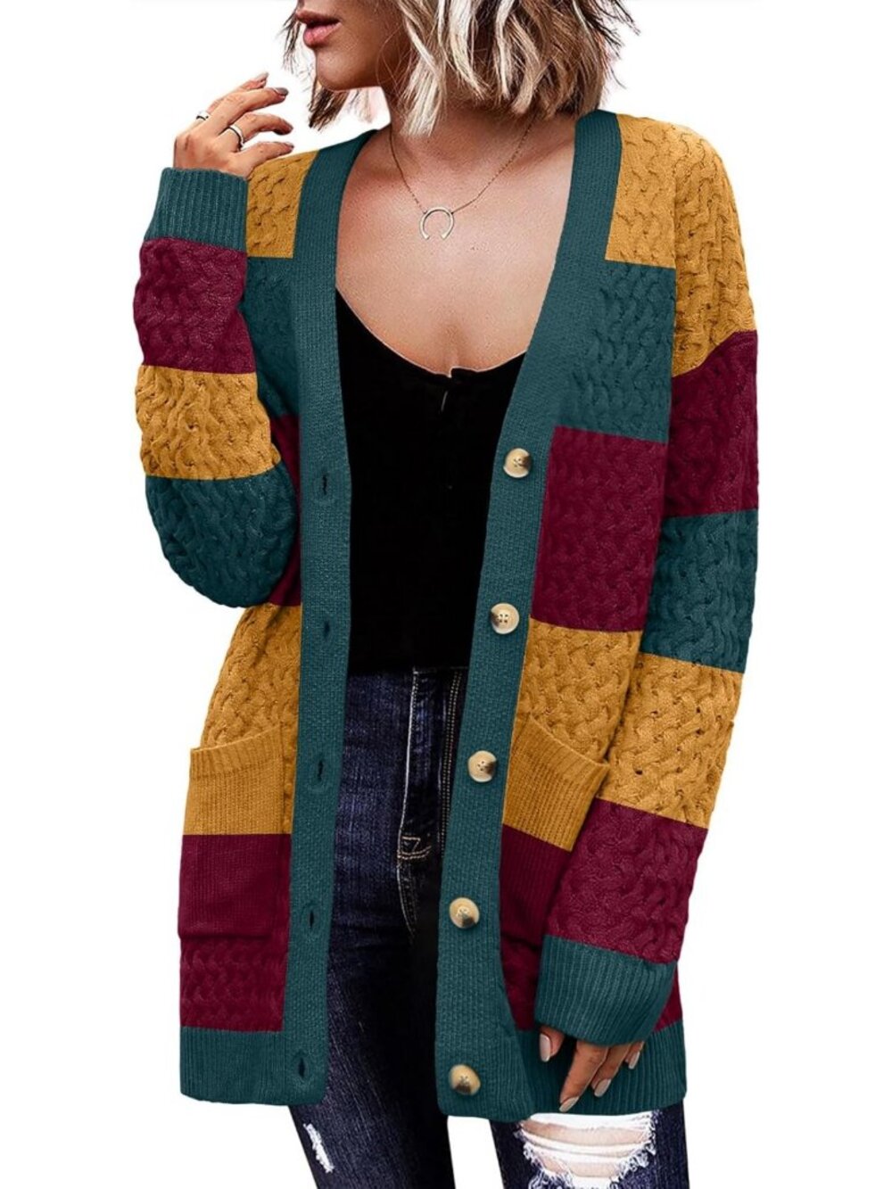 Cozy Long Sleeve Cardigan Sweater for Women - Button Down Fall Fashion Top